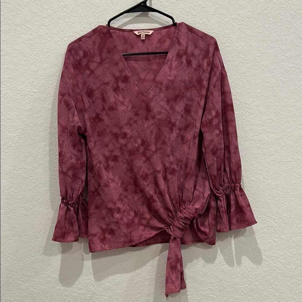 Juicy Couture Maroon Tie-Front Blouse
